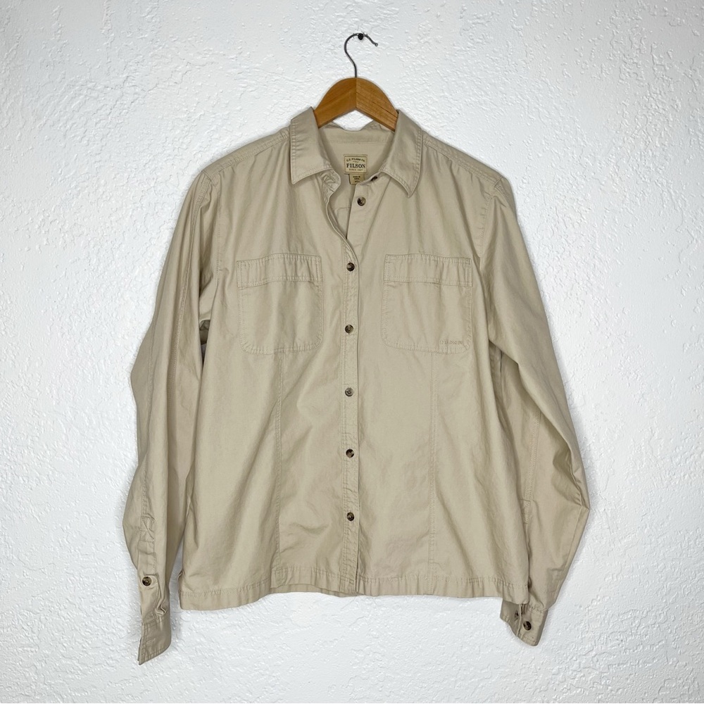 FILSON Button Down Long Sleeve Top Tan XL